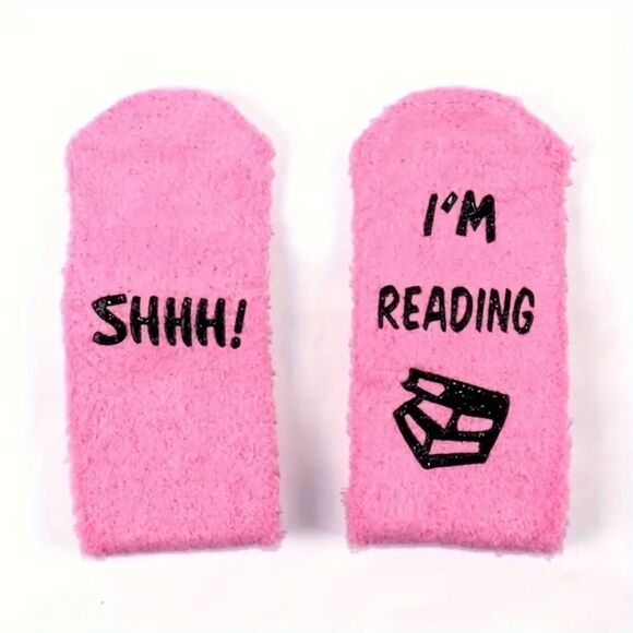✨🆕✨ Unisex Thickened Fleece Novelty Socks, Funny SHHH! I Am Reading Socks 🧦 ✨ - Picture 3 of 8